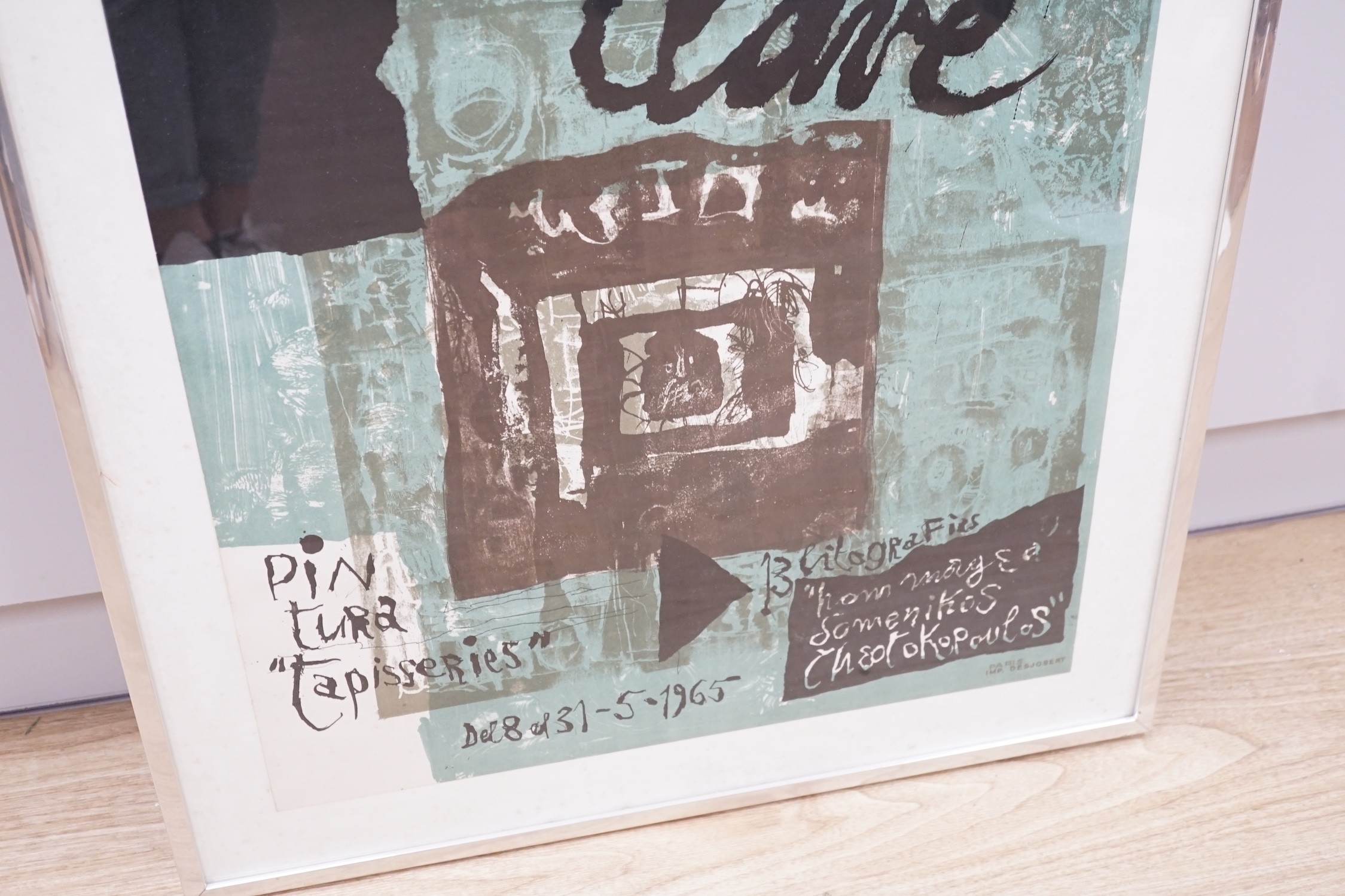 A Spanish lithograph exhibition poster; Antoni Clave 1965 from the Galerie Sala Gaspar, Barcelona. 75 x 62cm